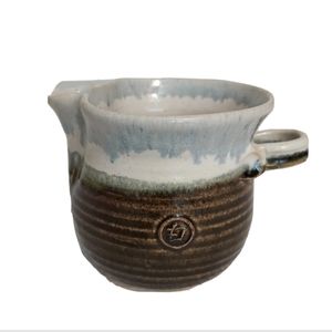 Art Pottery Pitcher Pinched Pour Stamped Signature Glazed